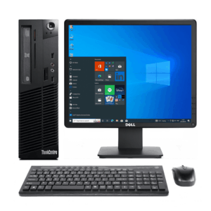 Lenovo ThinkCentre M93p 10A8 Desktop Combo – Intel Core I3 4th Gen, 8GB DDR3, 250GB HDD,MS Win10 Pro, 17" Square Monitor, New Keyboard & Mouse Set (Certified Refurbished)