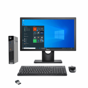Lenovo ThinkCentre M73 Micro PC Combo – Intel Core i3 4th Gen, 4GB DDR3 Memory, 120GB SSD, MS Win10 Pro, 19" Wide Monitor, USB KB & Mouse, wireless (Certified Refurbished)