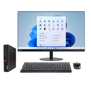 Lenovo ThinkCentre M720q Tiny Desktop Combo – Intel i7-9700T 9th Generation, 8GB RAM, 256GB NVMe SSD, Win 11 Pro, 23.8-inch Monitor, USB Keyboard & Mouse(Certified Refurbished)