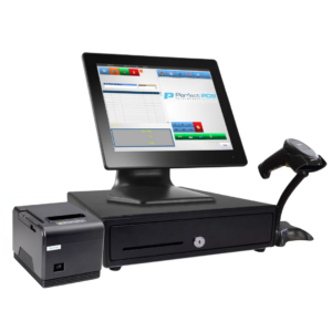 Complete POS System – 15.6″ Touch Point of Sale Terminal, 80MM Thermal Receipt/Slip Printer, RJ11/12 Kick Cash Drawer, USB Barcode Scanner + Free POS Software - New